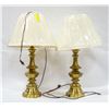 Image 1 : PAIR OF BRASS BASE TABLE LAMPS H-27"