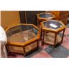 Image 1 : SET OF 3 OCTAGON SHAPED BRASS ACCENTED GLASS TOP