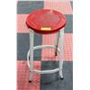 Image 1 : RED/WHITE METAL STOOL SOLD WITH WICKER BASKET