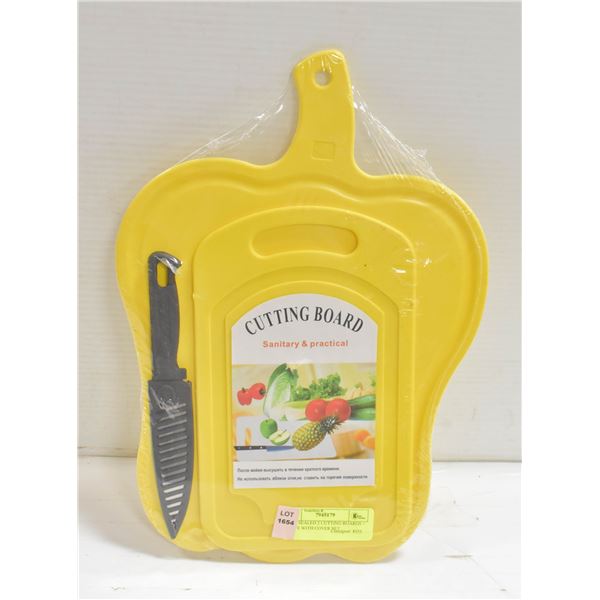 NEW SEALED 2 CUTTING BOARDS + KNIFE WITH COVER SET