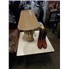 Image 1 : PAIR OF SIZE 10.5 RODEO COWBOY BOOTS AND TABLE LAMP