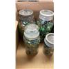 Image 2 : 6 VINTAGE GLASS LID JARS OF MARBLES