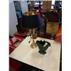 Image 1 : CANDLESTICK TABLE LAMP AND SIGNED PORCELAIN LAMP