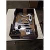 Image 1 : BOX OF DIGITAL SCALE, CHEFS KNIVES, 2 THERMOMETERS AND CHAMBERLAIN CONTROLLER