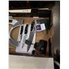 Image 2 : BOX OF DIGITAL SCALE, CHEFS KNIVES, 2 THERMOMETERS AND CHAMBERLAIN CONTROLLER