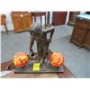 Image 1 : Bronze Figural Art Glass Shaded Table Lamp
