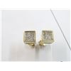 Image 2 : 14K YG Diamond Earrings w/32 Square Diamonds 1.9g -