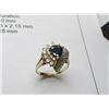 Image 2 : 14K YG Sapphire and Diamond Ring w/One Pear Sapphire and 9 Round