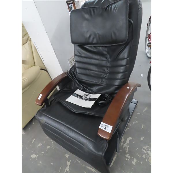 Get A Way Black Leather/Cherry Power Massaging Chair