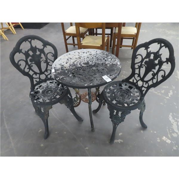 Cast Iron Patio Round Bistro Table w/2 Chairs