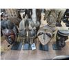 Image 1 : 4-African Carved Mask On Stand - 11" - 4 X $