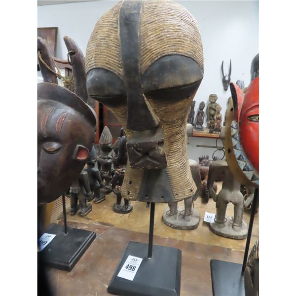 African Carved Mask On Stand - 25"