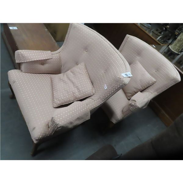 Pink Cloth Rounded Easy Chairs (Pair)