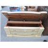 Image 1 : Cedar Tan Fabric Bench Top Trunk