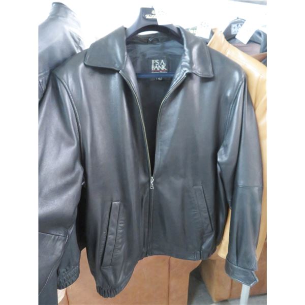 Jos A Bank Black Leather Jacket - Size M