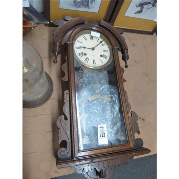 Ansonia Regulator Carved Pendulum Wall Clock Ansonia regulator carved pendulum wall clock
