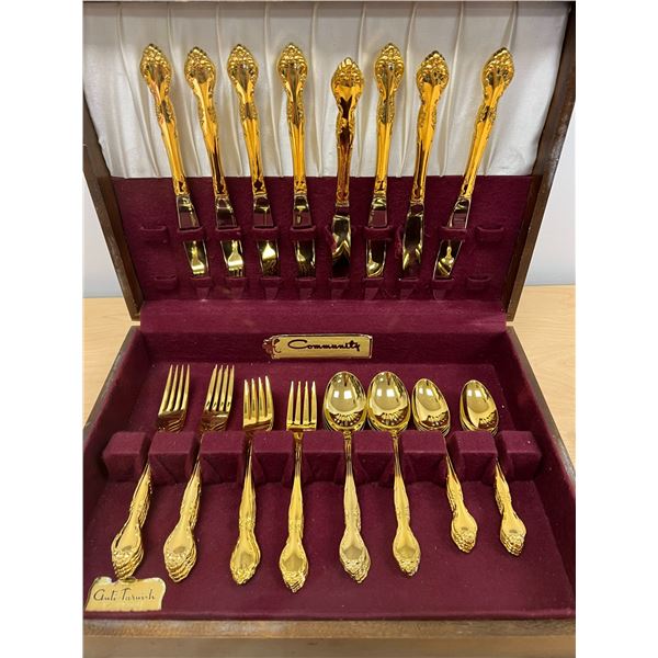 40 pcs Community Gold Tone Cutlery in Box (8 of each)