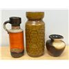 Image 1 : 3 Mid Century West German Ceramic Vases (tallest about 11")