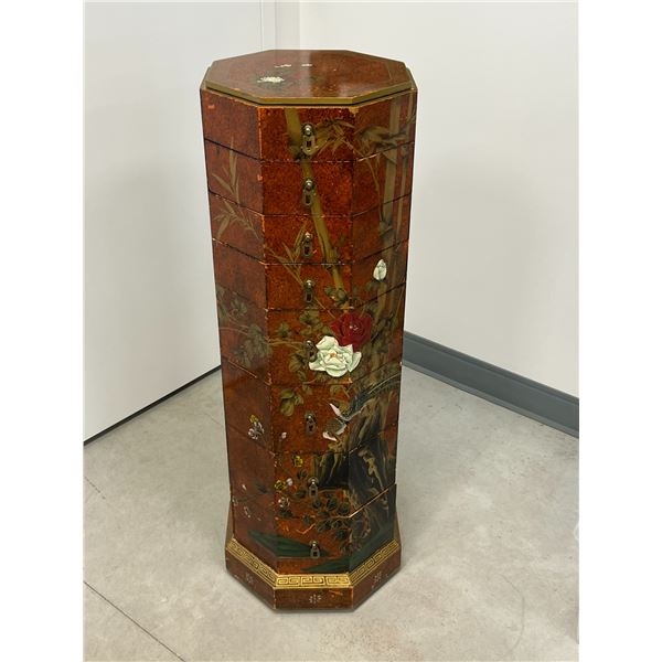 Unusual Decorative Chest of Drawers (solid piece with some wear/damage to finish, see photos).