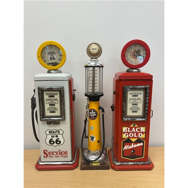 3 Decorative Replica Vintage Gas Pumps - Small Storage etc (see description)