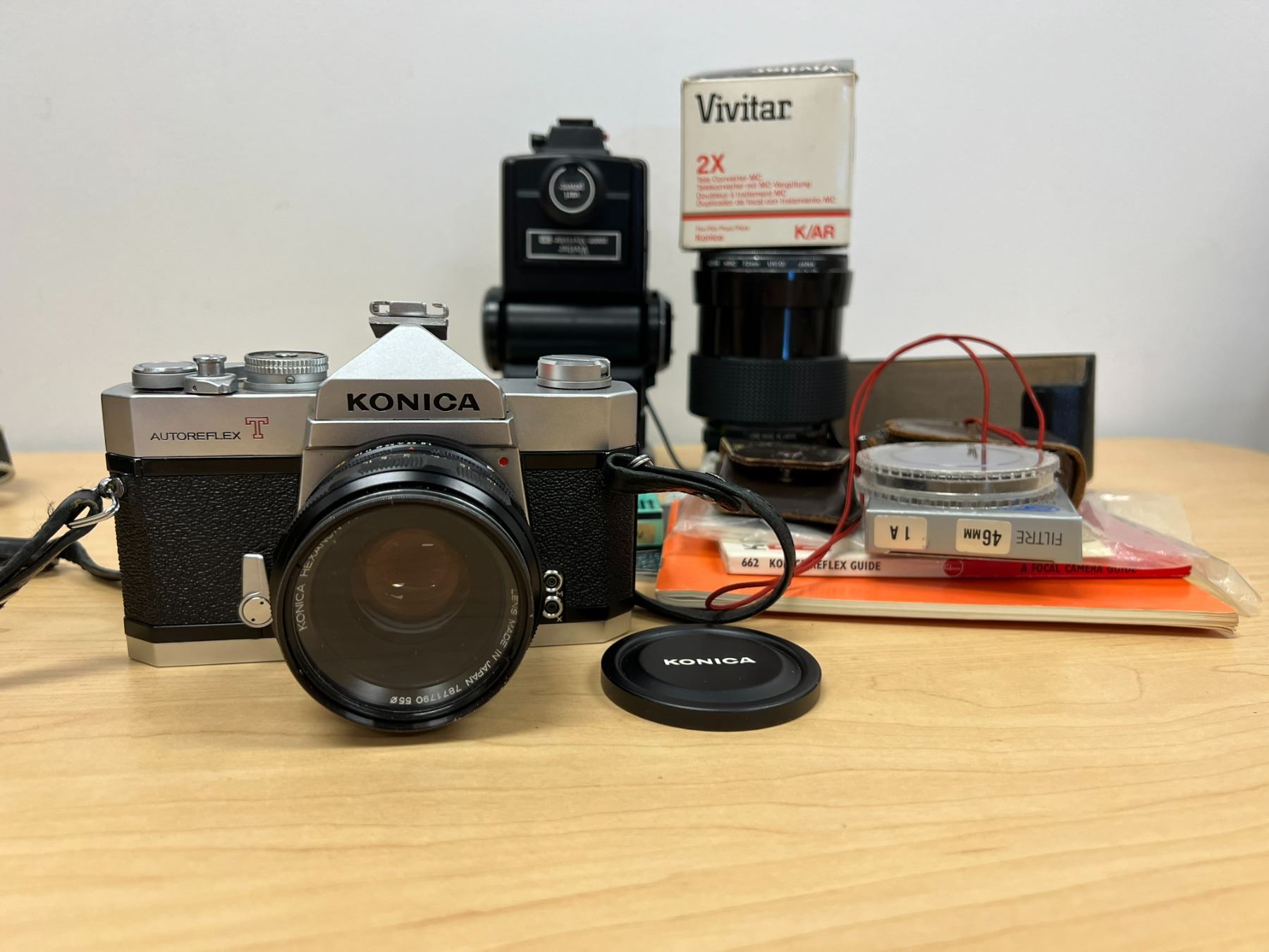 Vintage Konica Autoreflex Film Camera & Lots of extras as pictured (not ...