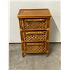 Image 1 : Wicker / Rattan Side Table with Drawers (approx: 14.5x20.5" & 33"T)