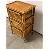 Image 3 : Wicker / Rattan Side Table with Drawers (approx: 14.5x20.5" & 33"T)