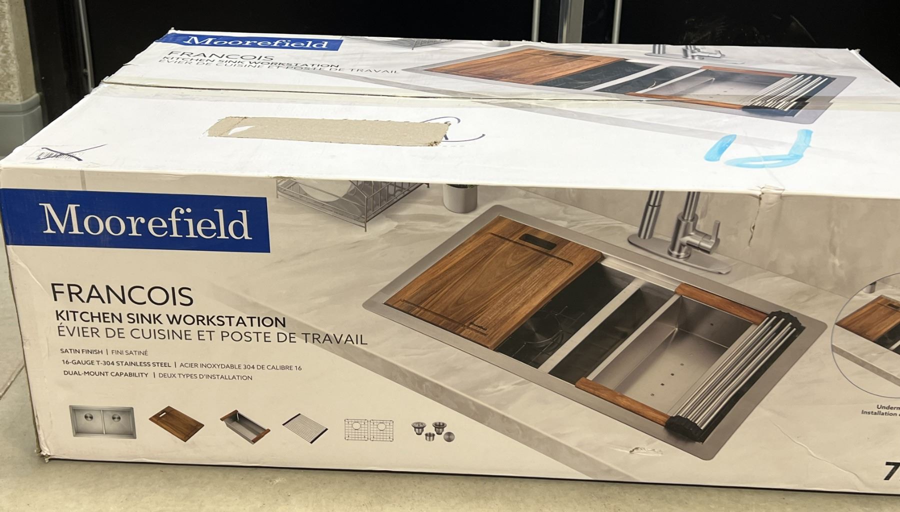 Moorefield Francois Kitchen Sink Workstation Looks new in box (see pics for size/details) Moorefield Francois Kitchen Sink Workstation Looks new in box (see pics for size/details)