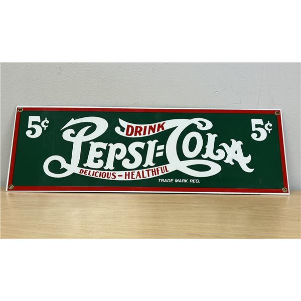 1991 Pepsico Pepsi-Cola Metal Advertising Sign (approx: 18x6 )