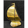 Image 1 : Mid Century Signed John Demott Brass on Stone Base Decorative Sailboat (approx: 19"W 18"T)