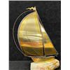 Image 2 : Mid Century Signed John Demott Brass on Stone Base Decorative Sailboat (approx: 19"W 18"T)