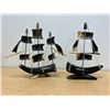 Image 5 : 2 Horn Carved Decorative Nautical Ships Boats (larger approx: 12.5"W 11.5"T)