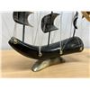 Image 7 : 2 Horn Carved Decorative Nautical Ships Boats (larger approx: 12.5"W 11.5"T)