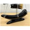 Image 8 : 2 Horn Carved Decorative Nautical Ships Boats (larger approx: 12.5"W 11.5"T)