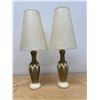 Image 1 : Pair Mid Century Table Lamps with Cone Shades - Smaller at approx: 21"T 7.5"W