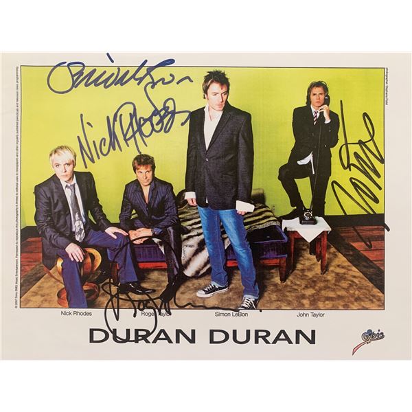 Duran Duran signed photo autographed by Nick Rhodes, Roger Taylor, Simon LeBon, and John Taylor