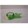 Image 2 : Vintage Green Glass Bird and Nest Figurine