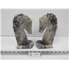 Image 1 : Onyx Horse Book Ends (bases have been reglued - chip on nostril)