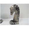 Image 5 : Onyx Horse Book Ends (bases have been reglued - chip on nostril)