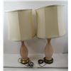 Image 1 : *(2) Brass & Swirled Pink Glass Lamps w/Shades
