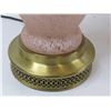 Image 2 : *(2) Brass & Swirled Pink Glass Lamps w/Shades