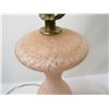 Image 8 : *(2) Brass & Swirled Pink Glass Lamps w/Shades