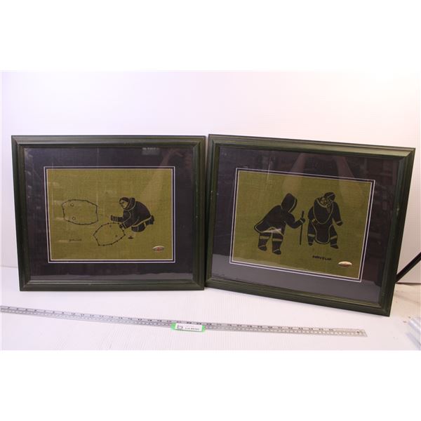 2X the Bid Price- Framed Indigenous Art on Burlap