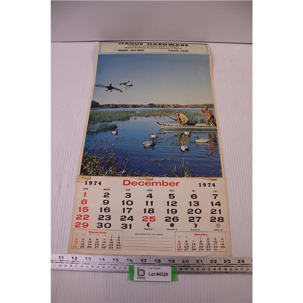 1974 Advertising Calendar For Hague Hardware (incomplete)