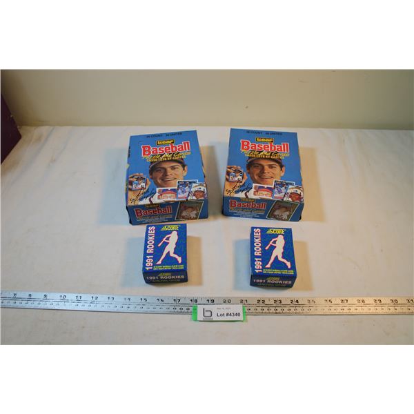 (2) Boxes of Leaf Baseball Card Packs (NOS) and (2) Boxes of 1991 Score Baseball Rookie Cards (NOS)