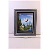 Image 1 : Framed Cabin in the Woods Painting (20x17)