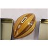Image 6 : (2) Empty Chocolate Tins + Wooden Football Piggybank