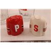 Image 3 : (3) Beer Glasses + Sports Salt & Pepper Shakers