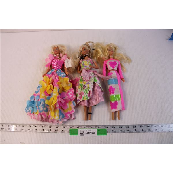 (3) Assorted Barbie Dolls - 1990s (Some Damage to Barbies Outfit on Right)