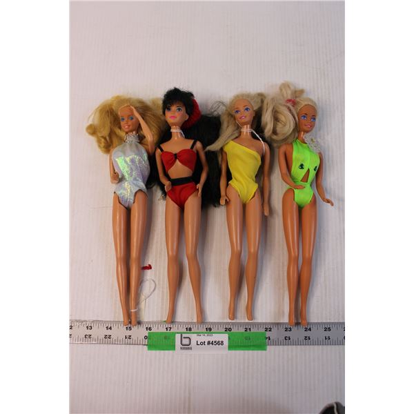 (4) Assorted Barbie Dolls (Two Have Marks on Their Faces)